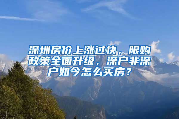 深圳房價上漲過快，限購政策全面升級，深戶非深戶如今怎么買房？