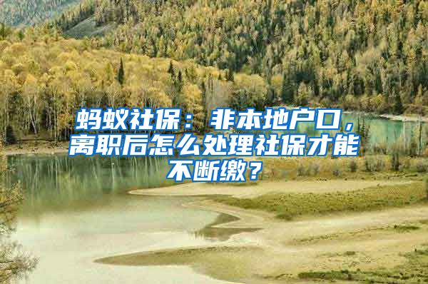 螞蟻社保：非本地戶口，離職后怎么處理社保才能不斷繳？