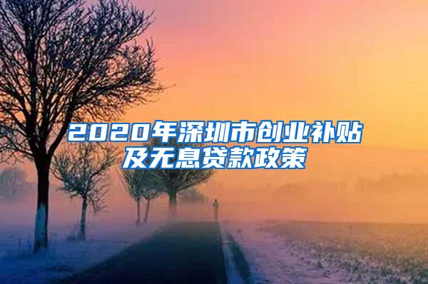 2020年深圳市創(chuàng)業(yè)補貼及無息貸款政策