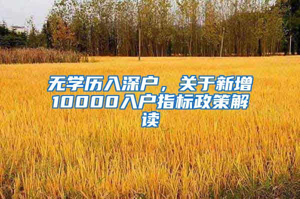 無學歷入深戶，關(guān)于新增10000入戶指標政策解讀