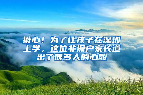 揪心！為了讓孩子在深圳上學(xué)，這位非深戶家長(zhǎng)道出了很多人的心酸