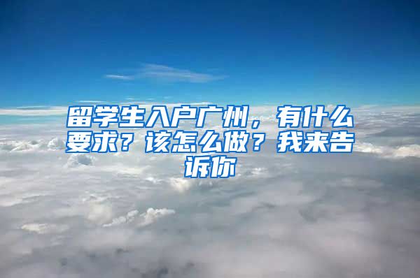 留學生入戶廣州，有什么要求？該怎么做？我來告訴你