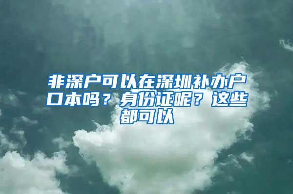 非深戶可以在深圳補(bǔ)辦戶口本嗎？身份證呢？這些都可以