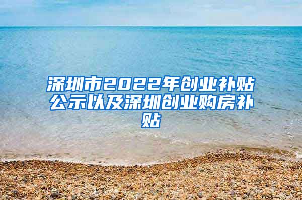 深圳市2022年創(chuàng)業(yè)補(bǔ)貼公示以及深圳創(chuàng)業(yè)購(gòu)房補(bǔ)貼