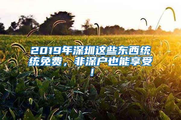 2019年深圳這些東西統(tǒng)統(tǒng)免費(fèi)，非深戶也能享受！