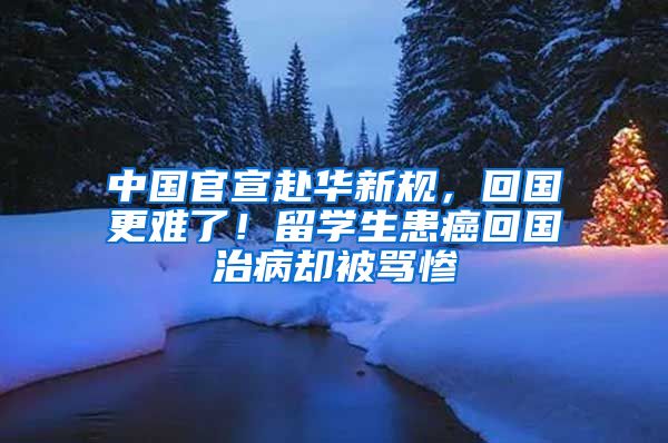 中國官宣赴華新規(guī)，回國更難了！留學(xué)生患癌回國治病卻被罵慘