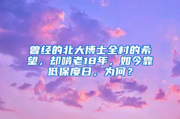 曾經(jīng)的北大博士全村的希望，卻啃老18年，如今靠低保度日，為何？