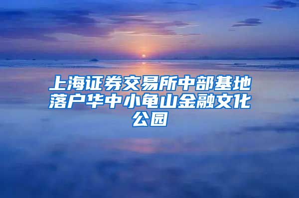 上海證券交易所中部基地落戶(hù)華中小龜山金融文化公園