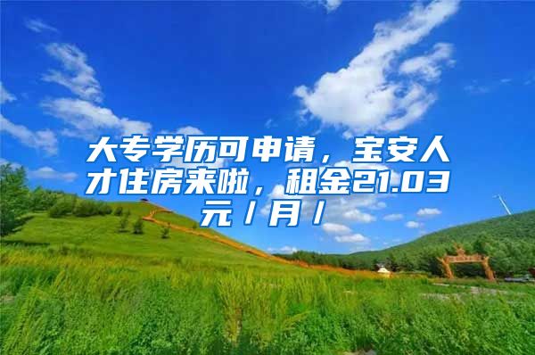 大專學(xué)歷可申請，寶安人才住房來啦，租金21.03元／月／㎡