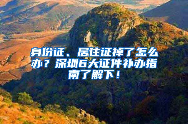 身份證、居住證掉了怎么辦？深圳6大證件補辦指南了解下！