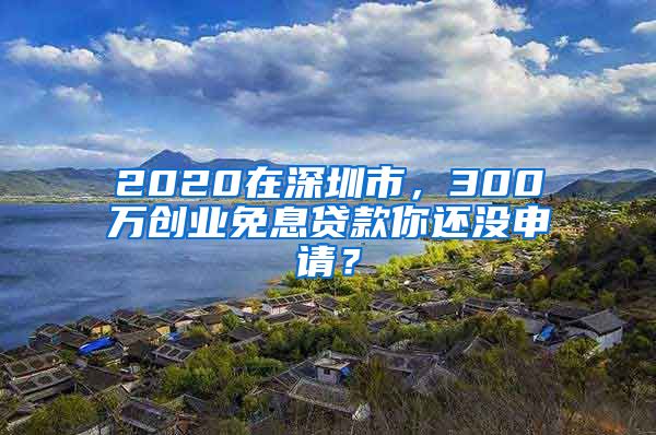 2020在深圳市，300萬(wàn)創(chuàng)業(yè)免息貸款你還沒(méi)申請(qǐng)？