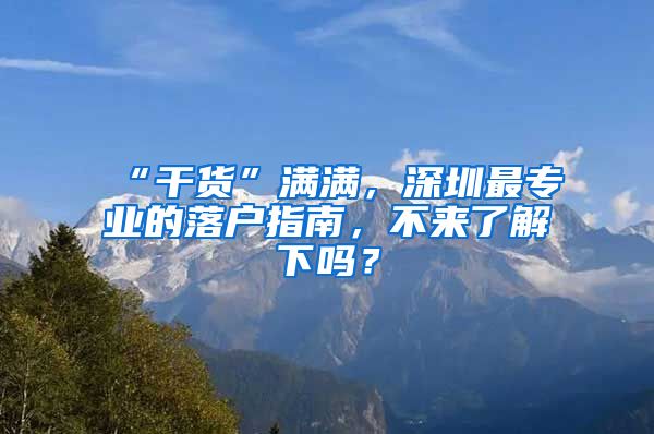 “干貨”滿滿，深圳最專業(yè)的落戶指南，不來(lái)了解下嗎？