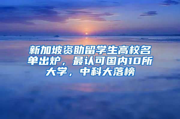 新加坡資助留學生高校名單出爐，最認可國內(nèi)10所大學，中科大落榜