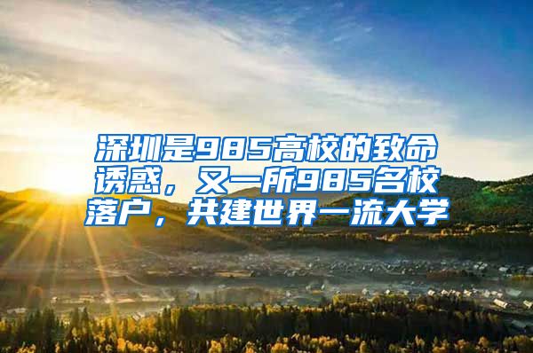 深圳是985高校的致命誘惑，又一所985名校落戶，共建世界一流大學(xué)