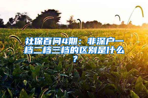 社保百問4期：非深戶一檔二檔三檔的區(qū)別是什么？