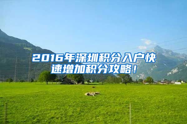 2016年深圳積分入戶快速增加積分攻略！