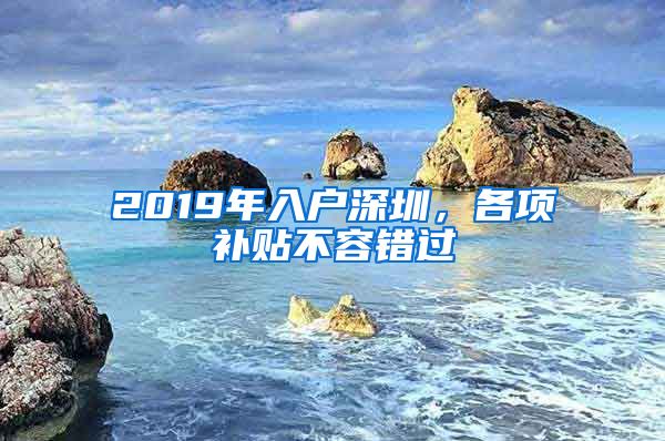 2019年入戶深圳，各項補貼不容錯過