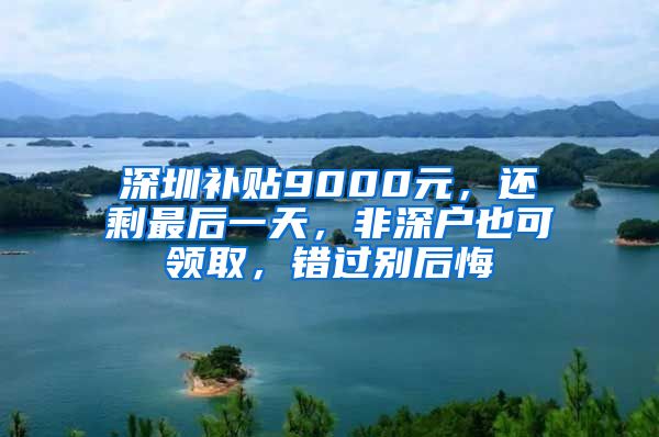 深圳補貼9000元，還剩最后一天，非深戶也可領取，錯過別后悔