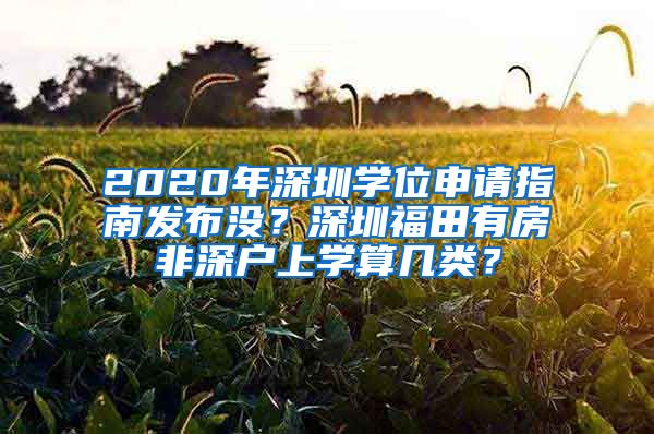 2020年深圳學(xué)位申請(qǐng)指南發(fā)布沒(méi)？深圳福田有房非深戶上學(xué)算幾類？