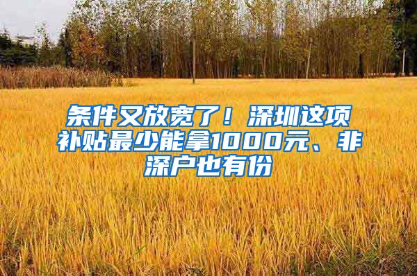 條件又放寬了！深圳這項補貼最少能拿1000元、非深戶也有份