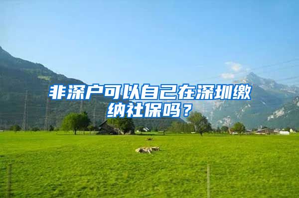 非深戶可以自己在深圳繳納社保嗎？