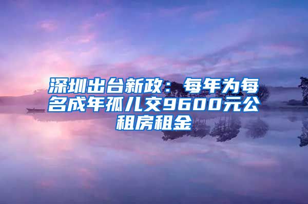 深圳出臺新政：每年為每名成年孤兒交9600元公租房租金