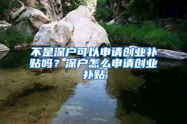 不是深戶可以申請創(chuàng)業(yè)補(bǔ)貼嗎？深戶怎么申請創(chuàng)業(yè)補(bǔ)貼