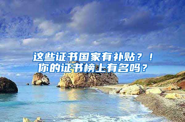 這些證書國家有補(bǔ)貼？！你的證書榜上有名嗎？