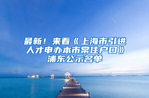 最新！來(lái)看《上海市引進(jìn)人才申辦本市常住戶口》浦東公示名單