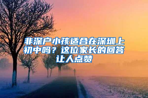 非深戶小孩適合在深圳上初中嗎？這位家長(zhǎng)的回答讓人點(diǎn)贊