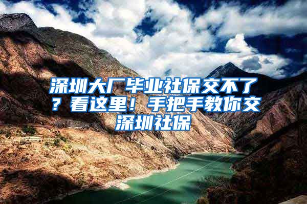 深圳大廠畢業(yè)社保交不了？看這里！手把手教你交深圳社保