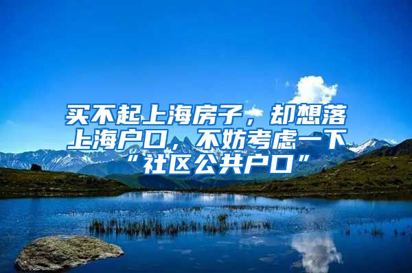 買不起上海房子，卻想落上海戶口，不妨考慮一下“社區(qū)公共戶口”