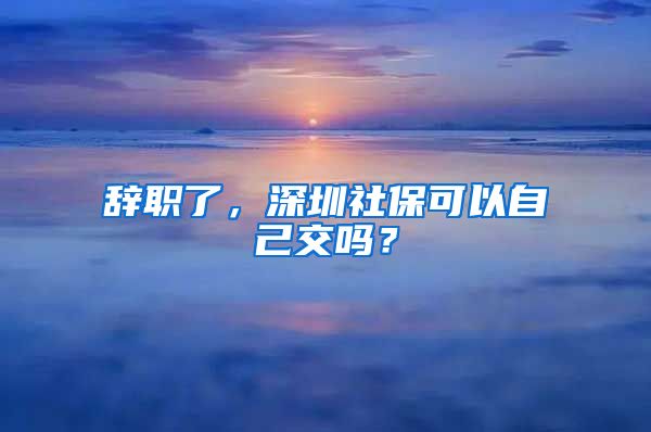 辭職了，深圳社保可以自己交嗎？