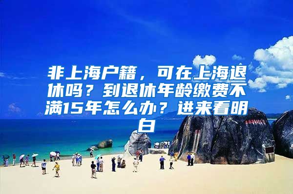 非上海戶籍，可在上海退休嗎？到退休年齡繳費(fèi)不滿15年怎么辦？進(jìn)來看明白→