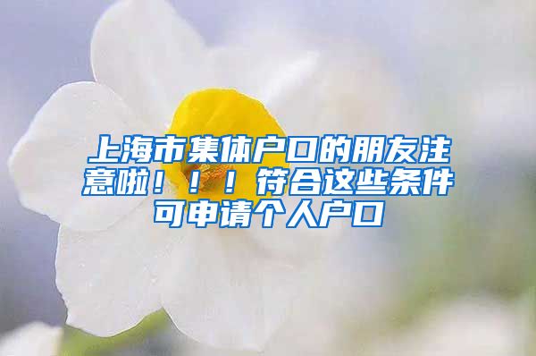 上海市集體戶(hù)口的朋友注意啦?。?！符合這些條件可申請(qǐng)個(gè)人戶(hù)口