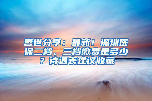 善世分享：最新！深圳醫(yī)保二檔、三檔繳費是多少？待遇表建議收藏