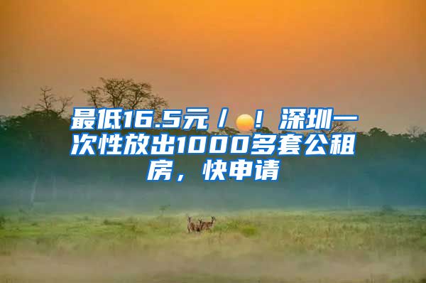 最低16.5元／㎡！深圳一次性放出1000多套公租房，快申請