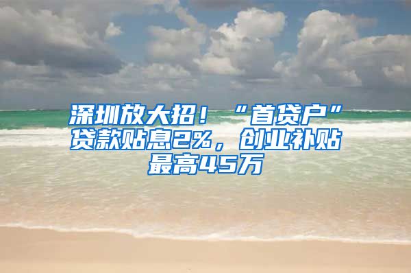 深圳放大招！“首貸戶”貸款貼息2%，創(chuàng)業(yè)補(bǔ)貼最高45萬