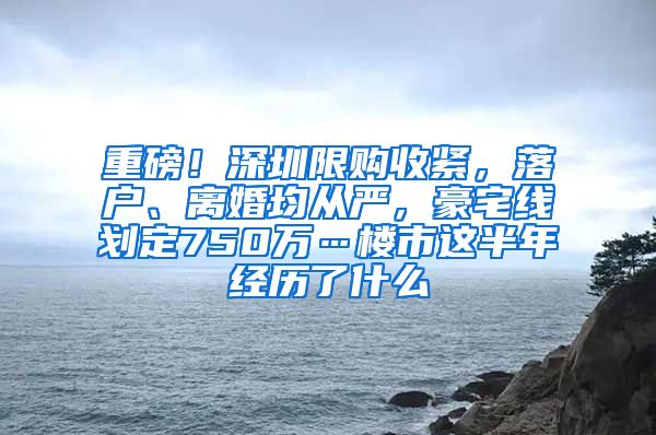 重磅！深圳限購(gòu)收緊，落戶、離婚均從嚴(yán)，豪宅線劃定750萬…樓市這半年經(jīng)歷了什么