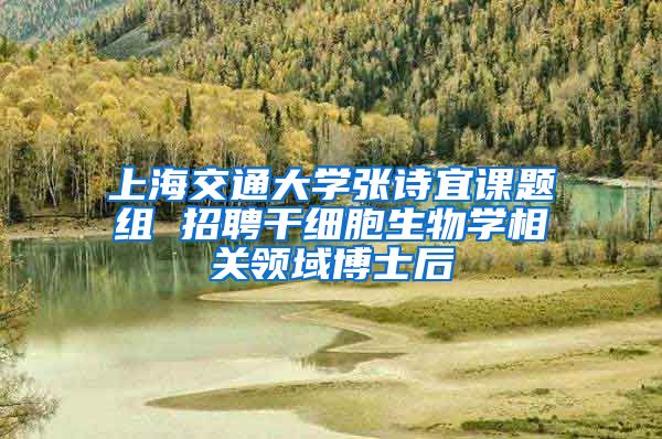 上海交通大學張詩宜課題組 招聘干細胞生物學相關(guān)領(lǐng)域博士后