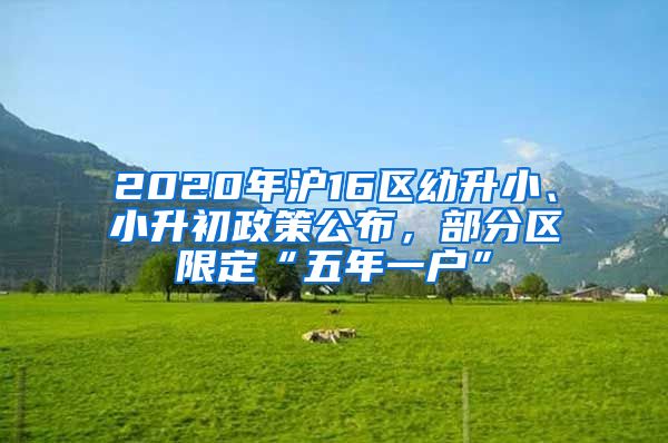 2020年滬16區(qū)幼升小、小升初政策公布，部分區(qū)限定“五年一戶”