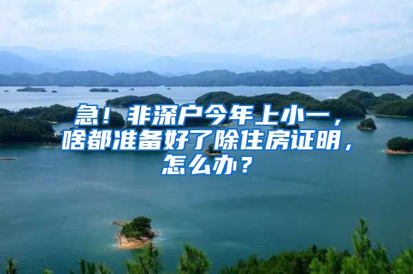 急！非深戶今年上小一，啥都準(zhǔn)備好了除住房證明，怎么辦？