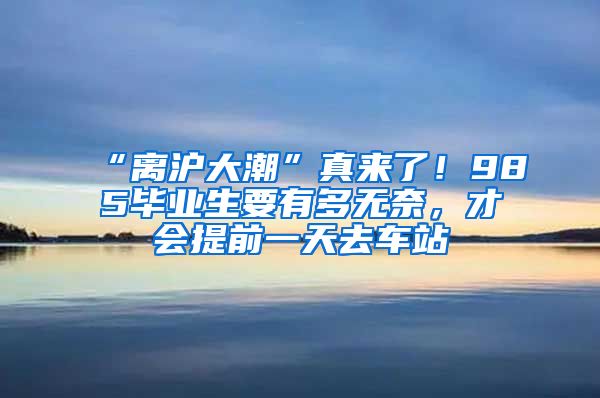 “離滬大潮”真來了！985畢業(yè)生要有多無奈，才會提前一天去車站