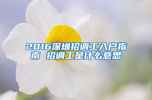 2016深圳招調(diào)工入戶指南 招調(diào)工是什么意思