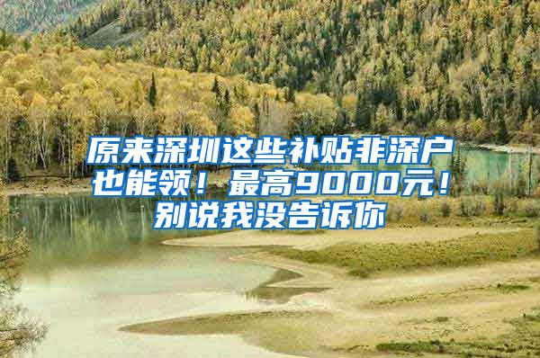 原來深圳這些補(bǔ)貼非深戶也能領(lǐng)！最高9000元！別說我沒告訴你