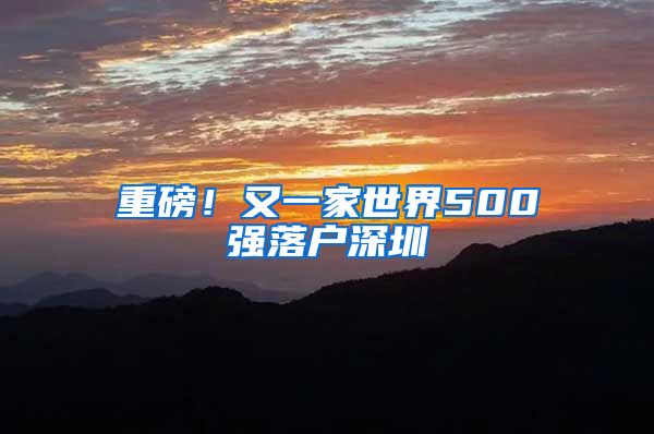 重磅！又一家世界500強落戶深圳