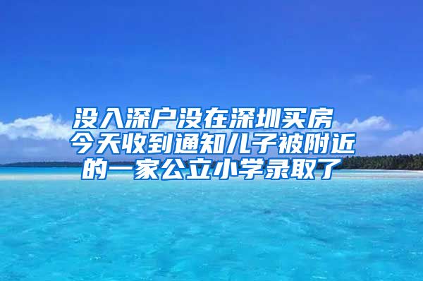 沒(méi)入深戶沒(méi)在深圳買房 今天收到通知兒子被附近的一家公立小學(xué)錄取了