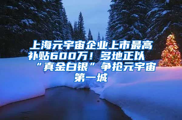 上海元宇宙企業(yè)上市最高補(bǔ)貼600萬(wàn)！多地正以“真金白銀”爭(zhēng)搶元宇宙第一城