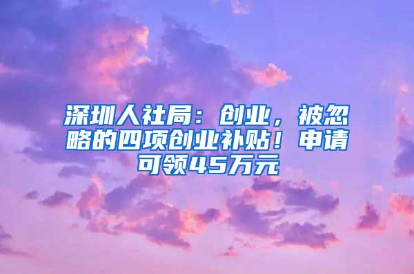 深圳人社局：創(chuàng)業(yè)，被忽略的四項(xiàng)創(chuàng)業(yè)補(bǔ)貼！申請可領(lǐng)45萬元