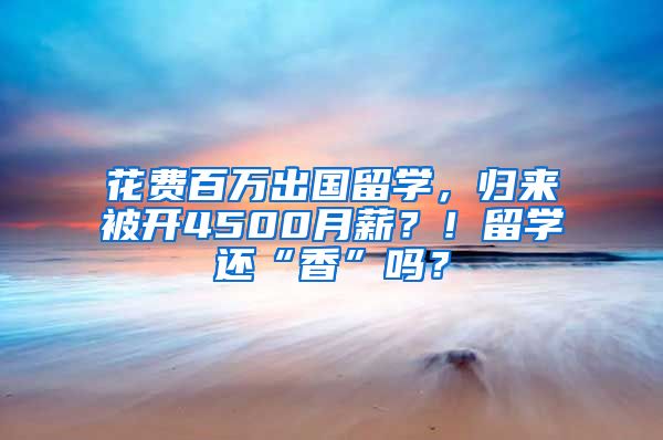 花費百萬出國留學(xué)，歸來被開4500月薪？！留學(xué)還“香”嗎？